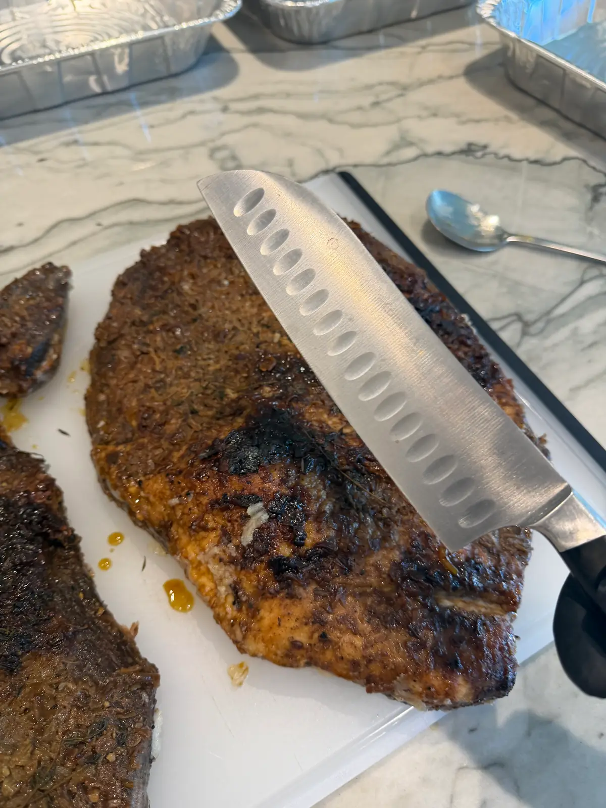 Step 14. The brisket on a cutting board, ready to slice against the grain